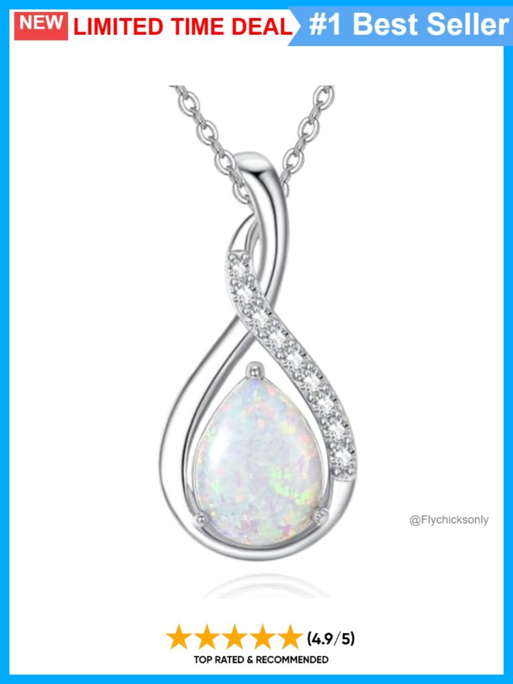 925 Sterling Silver Opal Teardrop Pendant Necklace Created Opal CZ